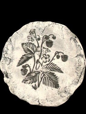 Stan Langtwait Shapes Of Clay Round Wall Plaque Strawberries Flower Ash Signed